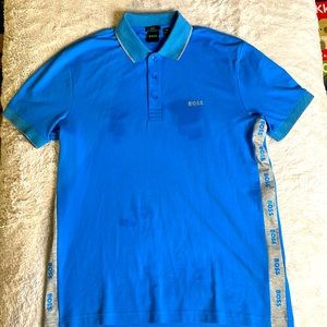 BOSS Marine blue/grey accents men’s polo shirt